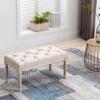 chairus Fabric Entryway Bench with Button Tufted Seat and Rustic Wood Legs, Vintage Bedroom Bench End of Bed, Padded Extra Seating Bench for Living Room Office Studio Hallway, Beige view 4