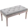 chairus Fabric Entryway Bench with Button Tufted Seat and Rustic Wood Legs, Vintage Bedroom Bench End of Bed, Padded Extra Seating Bench for Living Room Office Studio Hallway, Grey view 1