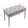 chairus Fabric Entryway Bench with Button Tufted Seat and Rustic Wood Legs, Vintage Bedroom Bench End of Bed, Padded Extra Seating Bench for Living Room Office Studio Hallway, Grey view 3