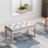 chairus Fabric Entryway Bench with Button Tufted Seat and Rustic Wood Legs, Vintage Bedroom Bench End of Bed, Padded Extra Seating Bench for Living Room Office Studio Hallway, Grey view 4