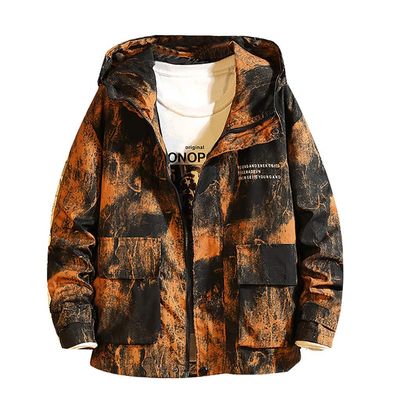 New Men's Jackets Casual Letter Printed Zipper Hoodie Functional Pocket Autumn Spring Tops Coat