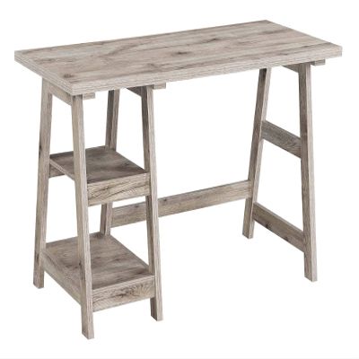 Convenience Concepts Designs2Go Trestle Desk 47" - Modern Desk or Vanity with Shelves, for Office, Dorm, Living Room, Sandstone