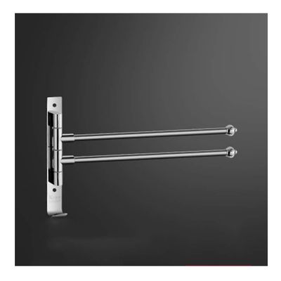 Swivel Towel Rack Mirror Polish, Space Saving Swinging Towel Rack for Bathroom Wall Mounted Towel Holder Organizer with Hooks, No Drill Glue Or Drilling Dual Use, 304 Stainless Steel,2bar