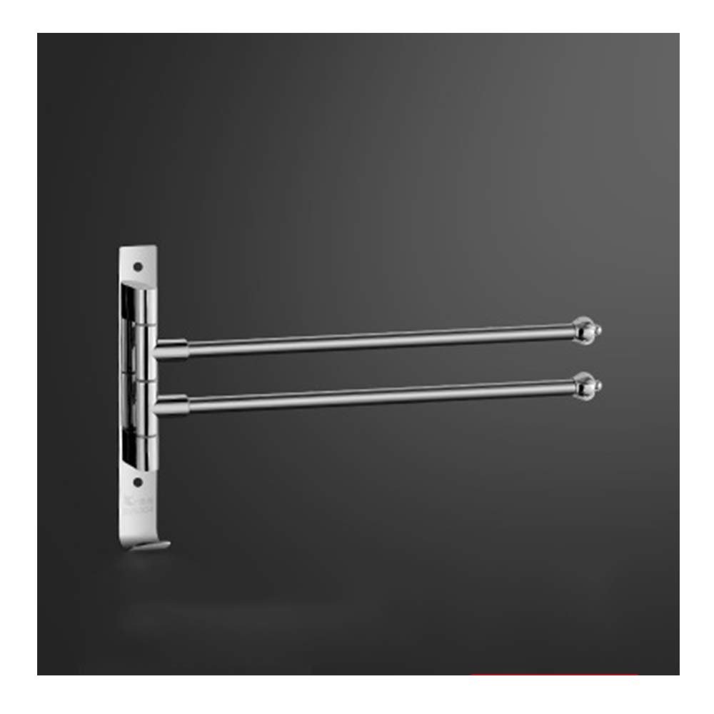 Swivel Towel Rack Mirror Polish, Space Saving Swinging Towel Rack for Bathroom Wall Mounted Towel Holder Organizer with Hooks, No Drill Glue Or Drilling Dual Use, 304 Stainless Steel,2bar