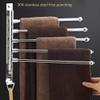 Swivel Towel Rack Mirror Polish, Space Saving Swinging Towel Rack for Bathroom Wall Mounted Towel Holder Organizer with Hooks, No Drill Glue Or Drilling Dual Use, 304 Stainless Steel,2bar view 4