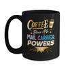 BeeTeeStore Mail Carrier Coffee Mug - Coffee Gives Me Powers Design - 11oz Black Ceramic Cup for Postal Workers, Letter Carriers, and Delivery Drivers view 1
