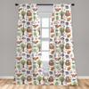Ambesonne Forest Window Curtains, Doodle Woodland Creatures as Honey Bear Rabbit Fox and Raccoon in Nature Habitat, Lightweight Decor 2-Panel Set with Rod Pocket, Pair of - 28" x 95", Green Brown view 3