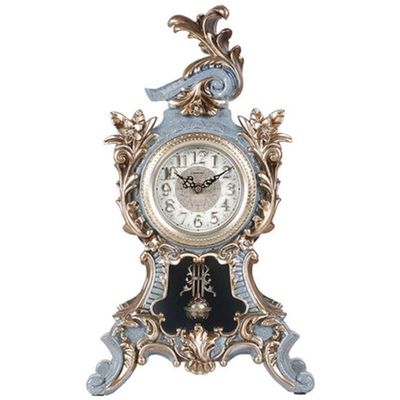 CLOCKZHJI Retro Desk Clock Desk Clock European Resin Clock with Pendulum | Living Room Bedroom Silent Vintage Quartz Desktop Clock Table Clock (Size : 47cm27cm13.5cm)