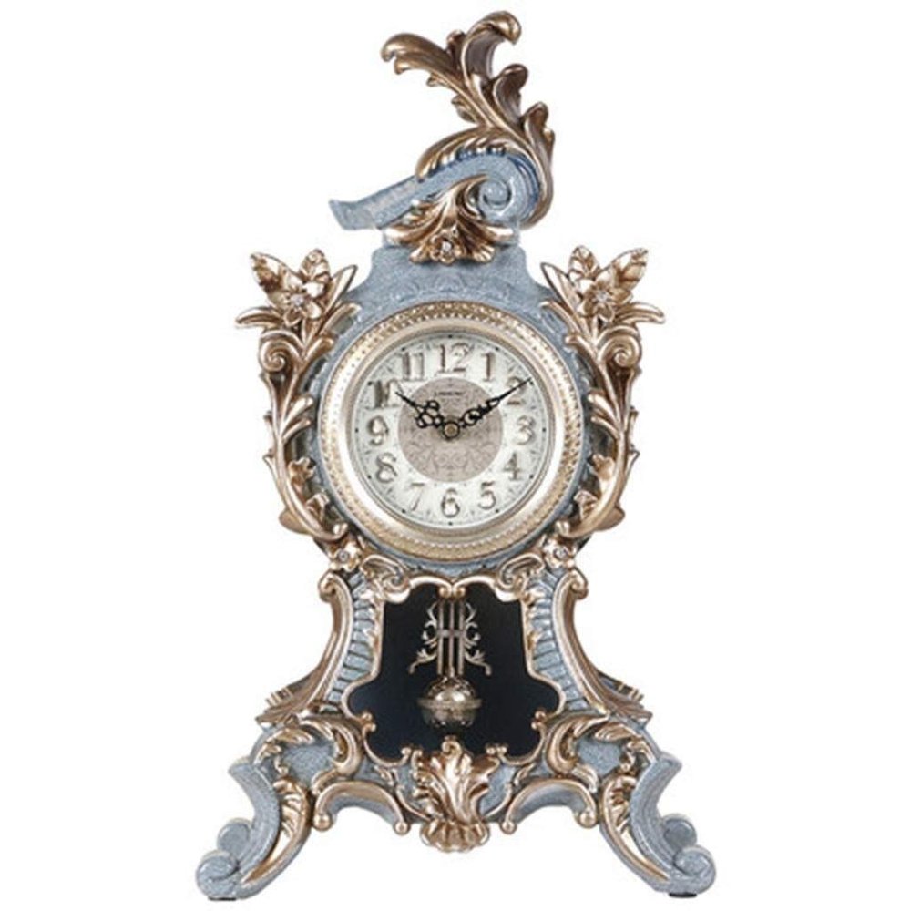 CLOCKZHJI Retro Desk Clock Desk Clock European Resin Clock with Pendulum | Living Room Bedroom Silent Vintage Quartz Desktop Clock Table Clock (Size : 47cm27cm13.5cm)
