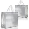 Nush Nush Silver Gift Bags Large Size - Set of 15 Reusable With White Handles - Perfect for Christmas, Goodie, Birthday, Party Favor - 13Wx5Dx11H view 1