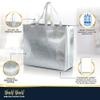 Nush Nush Silver Gift Bags Large Size - Set of 15 Reusable With White Handles - Perfect for Christmas, Goodie, Birthday, Party Favor - 13Wx5Dx11H view 4
