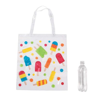 Fun Express - Popsicle Party Large Tote Bags for Birthday - Apparel Accessories - Totes - Novelty Totes - Birthday - 12 Pieces