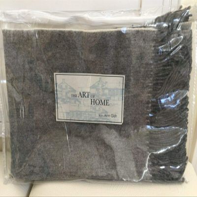 Ann Gish Fringe Adult Throw Shawl Grey Ivory Color 50"x70" Home Blanket