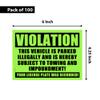 100 Green Violation - NO Parking - Towing Sticker - No Parking Stickers view 2