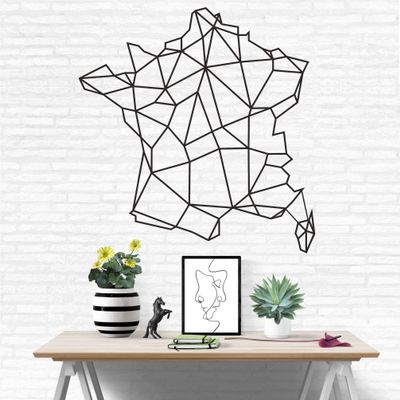 Metal France Map, Geometric Map of France, Metal Wall Art, Interior Decoration, Wall Hangings, Metal Wall Art, Carte France Mtal (38"W x 40"H / 96x100 cm)