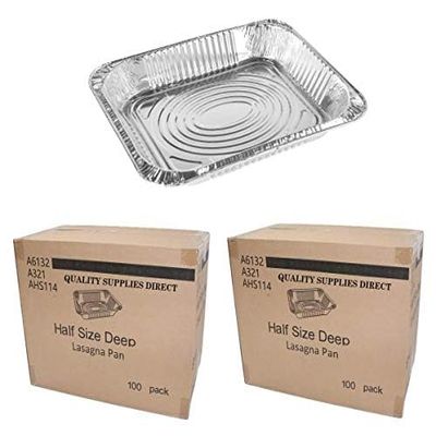 2 case - Aluminum Pans 9 x 13 Disposable Foil Pans 2 Box (100 box) Half Size Deep Steam Table Pans - Tin Foil Pans Great For Cooking, Heating, Storing And Food Prepping
