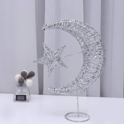 Mobestech Christmas Tree Topper Glittering Wrought Iron Moon Star Tree Toppers for Christmas Tree Deocration