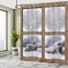 Ambesonne Winter Shower Curtain, Rustic Snowy Frame Window View Print Mountain House Cold Christmas Day Picture, Cloth Fabric Bathroom Decor Set with Hooks, 69" W x 84" L, White and Khaki view 4