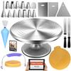 RFAQK 50PCs Cake Decorating Supplies Kit with 12" Aluminum Rotating Cake Turntable Stand, Professional Leveler, Straight & Offset Spatulas, 12 Numbered Icing Tips & Bags view 1