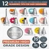 RFAQK 50PCs Cake Decorating Supplies Kit with 12" Aluminum Rotating Cake Turntable Stand, Professional Leveler, Straight & Offset Spatulas, 12 Numbered Icing Tips & Bags view 4