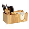 5 Compartments Coffee Condiment Organizer, Acrylic And Bamboo Wood Material, for Home, Office And Store,Bamboowood view 1