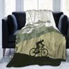 3D Flannel Fleece Blankets, 80" x 60", Vintage Trail Club Mountain Biking Bike Race Pattern Throw Blanket for Spring Sofa, Air Conditioning Blanket and Large Easy Care view 1