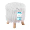 BIRDROCK HOME Faux Fur Foot Stool Ottoman  Upholstered Vanity Chair w/Natural Wood Legs - Soft Compact Padded Seat for Makeup Room, Living Room, Bedroom  Decorative Accent Furniture  White view 1