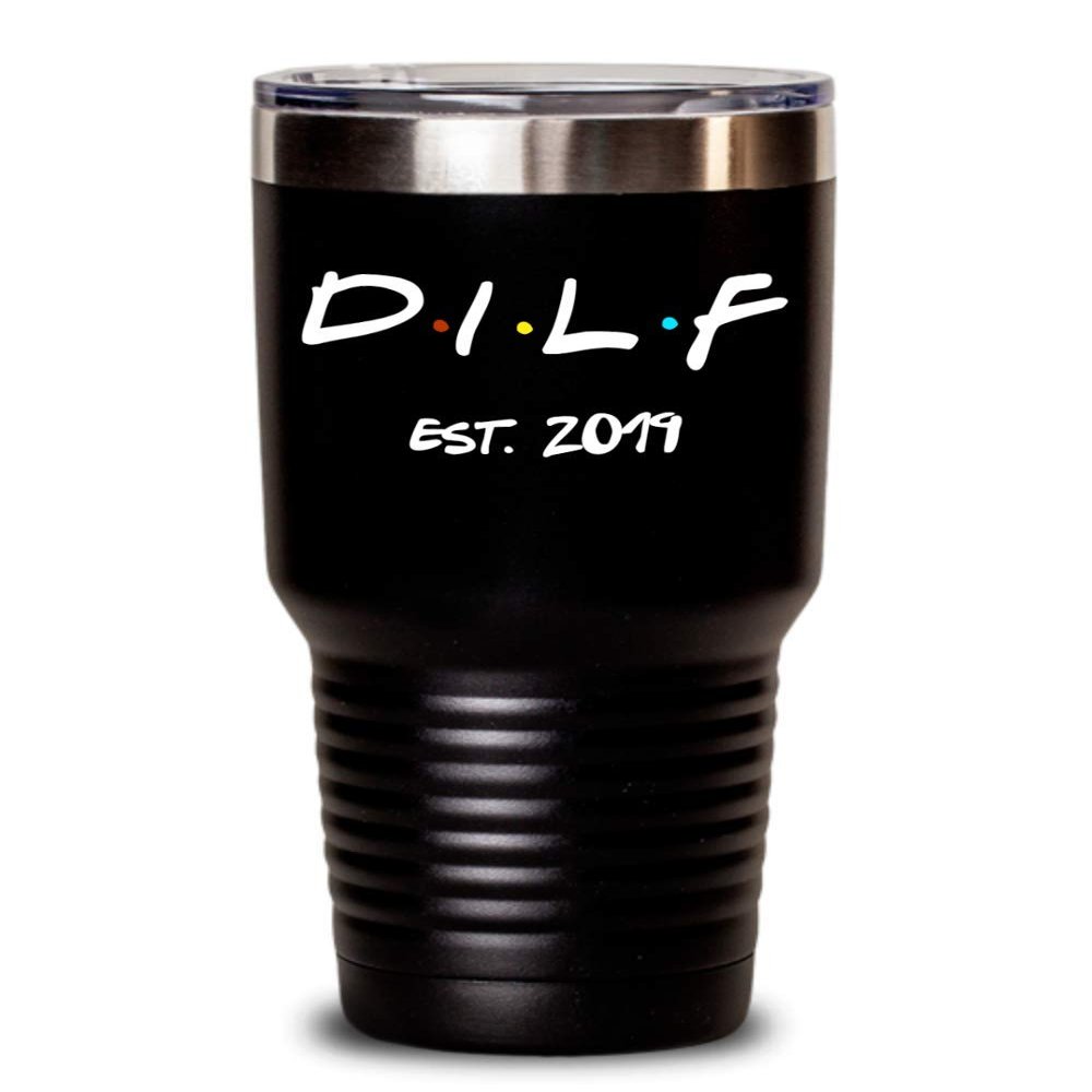 Pregnancy Announcement Tumbler for New Dad DILF Est 2019 Funny Coffee Mugs Inspired by Friends TV Show Expecting Dad Gifts for Men Baby Reveal Gift fo
