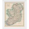 CANVAS ON DEMAND Johnston's Map of Ireland White Framed Art Print, Map Artwork view 1