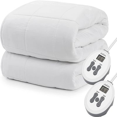 Sunbeam Extra Plush Heated Mattress Pad Quilted Cotton Top 10 Heat Settings, Machine Washable - QUEEN