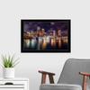 CANVAS ON DEMAND Boston City Skyline at Night Black Framed Art Print, Boston Artwork view 3
