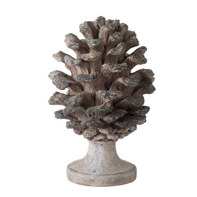 A & B Home 77341 10.6" W Gray and Light Brown Polyresin Indoor Pine Cone Statue, Table Dcor, Natural Design Sculpture, Grey