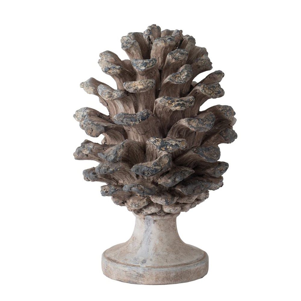 A & B Home 77341 10.6" W Gray and Light Brown Polyresin Indoor Pine Cone Statue, Table Dcor, Natural Design Sculpture, Grey