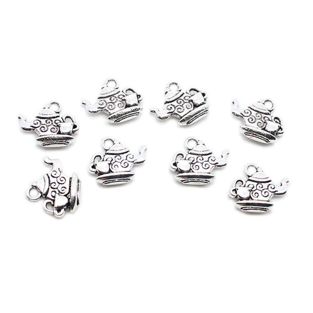 280 Pieces Antique Silver Plated Jewelry Charms GY03409 Teapot Tea Kettle Pot