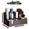Countertop Coffee Condiment Organizer Cup Holder 9 Compartments, Arylic and Bamboo Wood Material, for Coffee Cup& Lid, Tea Bags and Sugar Packets, Etc,Acrylic view 2