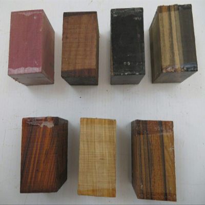 (7) Lot of 7 Wood, Bottle Stopper Blanks -Ebony, Purple Heart, Olive 2'' x 2'' x 3 Wood Blank Lumber Wood Turning