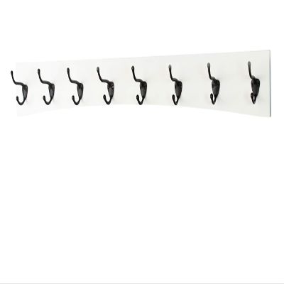 PEG AND RAIL White Curved Wall Mounted Coat Rack - Oil Rubbed Bronze Hooks - Made in The USA (41 x 4.5 Inches 8 Hooks)