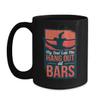 BeeTeeStore Funny Gymnastics Lover Coffee Mug - My Dad Lets Me Hang Out At Bars Design - 15oz Black Ceramic Tea Cup for Coaches, Athletes, and National Gymnastics Day Gifts view 1