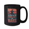 BeeTeeStore Funny Gymnastics Lover Coffee Mug - My Dad Lets Me Hang Out At Bars Design - 15oz Black Ceramic Tea Cup for Coaches, Athletes, and National Gymnastics Day Gifts view 2