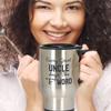 Funny Uncle Travel Mug - Sarcastic Slogan Coffee Tumbler for Men - 14oz Stainless Steel Insulated Cup with Handle and Lid - Notable Gift for Brothers and New Uncles for Birthdays or Family Days view 4