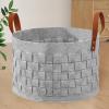 BOLDMONKEY Blankets Basket 20" x20 " x11.8 ", Large Storage Baskets for Organizing Round, Living Room Dog Toy Bin for Dirty Clothes, Pillows, Towel-Light Gray view 1