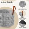 BOLDMONKEY Blankets Basket 20" x20 " x11.8 ", Large Storage Baskets for Organizing Round, Living Room Dog Toy Bin for Dirty Clothes, Pillows, Towel-Light Gray view 2