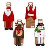 1 set of 4 Assorted Christmas Styles Wine Bottle Covers w/hat view 1