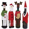 1 set of 4 Assorted Christmas Styles Wine Bottle Covers w/hat view 2