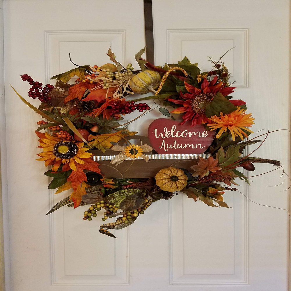Fall Autumn Grapevine Wreath with Sunflowers