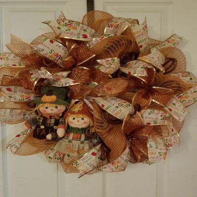 Fall/Autumn/Thanksgiving Pilgrim Wreath