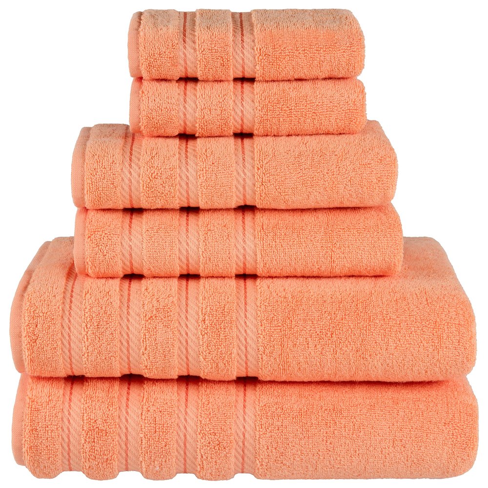 American Soft Linen 100% Carde Cotton 6 Piece Towel Set, 590 GSM Heavy Weight Soft Absorbent Turkish Towels for Bathroom, Malibu