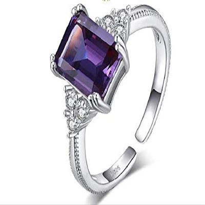 Bansriracha Created Alexandrite Sapphire Ring 925 Sterling Silver Rings for Women Engagement Ring Silver 925 Gemstones Jewelry (Resizeable)