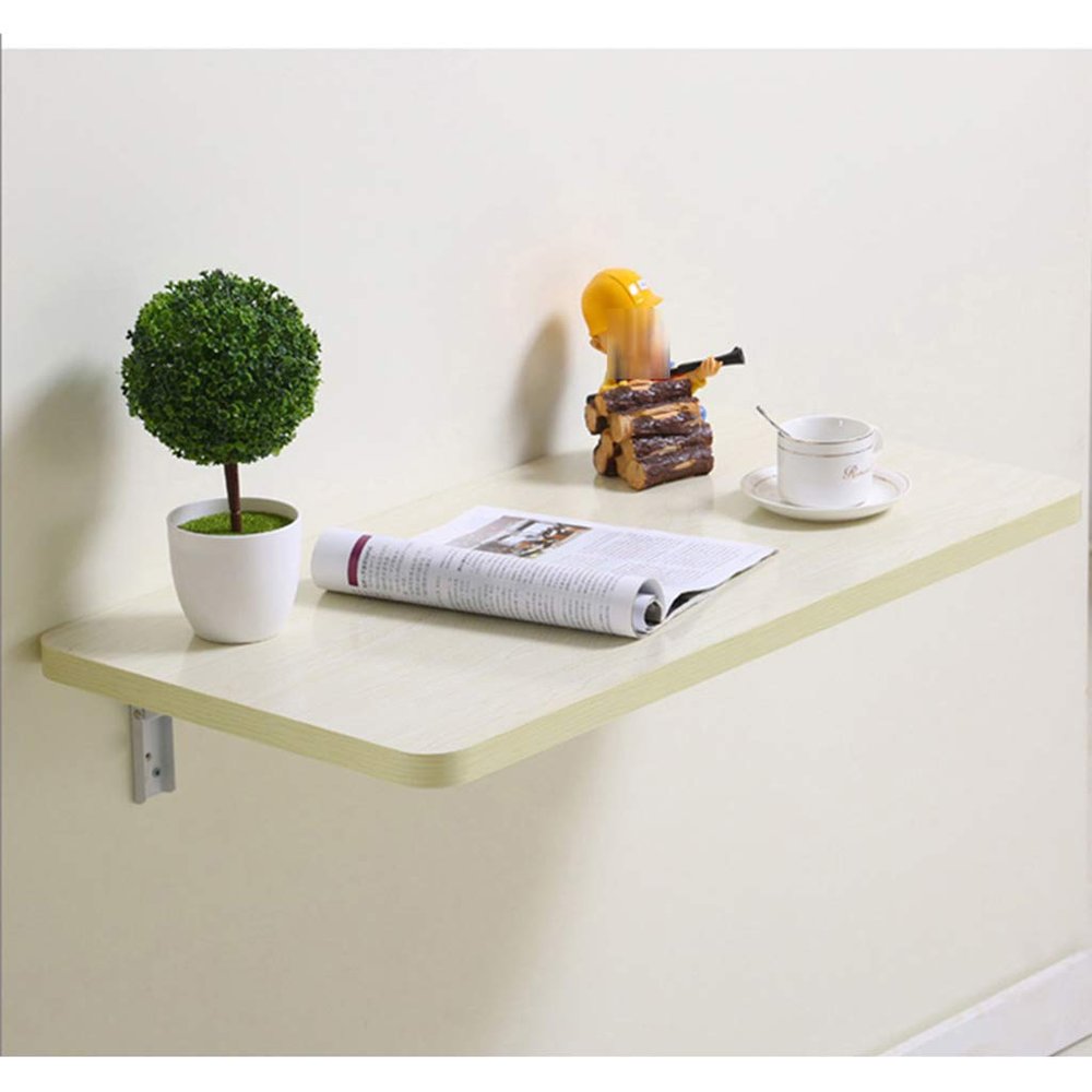 Wall-Mounted Drop-Leaf Table, Floating Computer Desk Wood Wall-Mounted Table Study Desk Double Support Side Table Kitchen Trestle Desk
