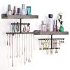Keebofly Hanging Wall Mounted Jewelry Organizer with Rustic Wood Jewelry Holder Display for Necklaces Bracelet Earrings Ring Set of 2 Weathered Grey,[Patented] view 1